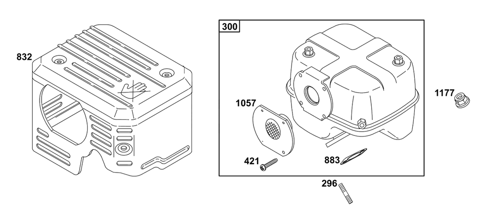 Exhaust Group Diagram and Parts List for 117432-0624-B1  Briggs and Stratton Engine